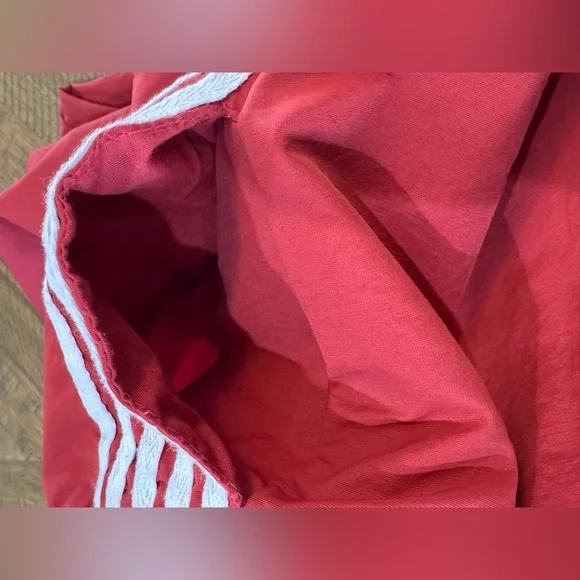 Cali1850 Muted Red Nylon Track Pants with White Stripe Ankle Ties Y2K NWOT - Picture 13 of 15